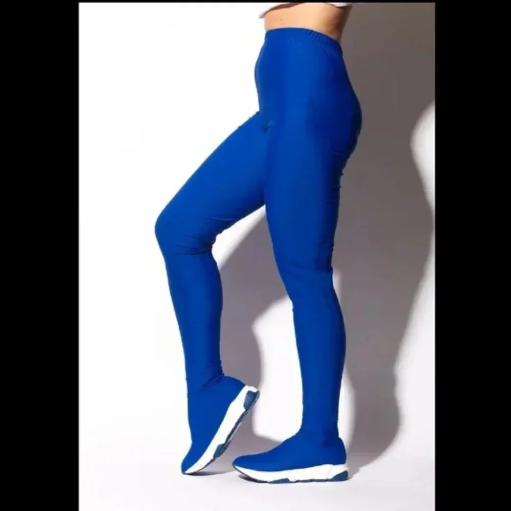 Blue All In One Lycra Stretch Legging Sneaker Pants